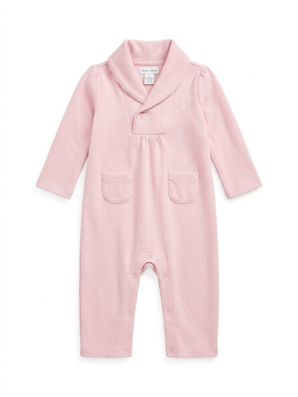 Ralph Lauren Estate Rib Shawl-Collar Coverall One-Piece Baby Girl Pink 12 Months